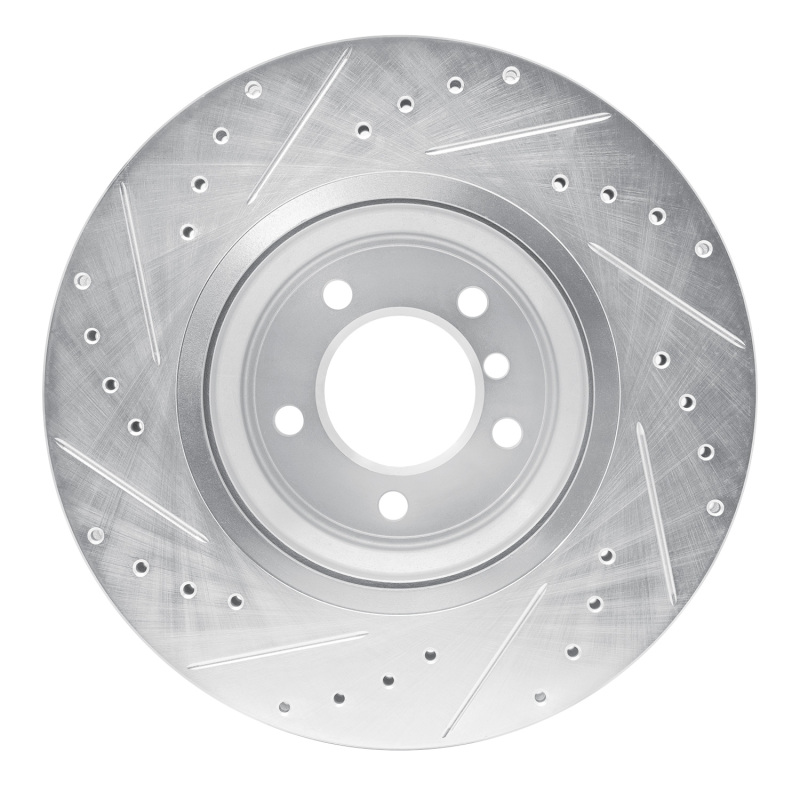 BMW 335XI Brake Rotor (1) - Front Right - R1 Concepts - Drilled & Slotted - Silver - `07-`15